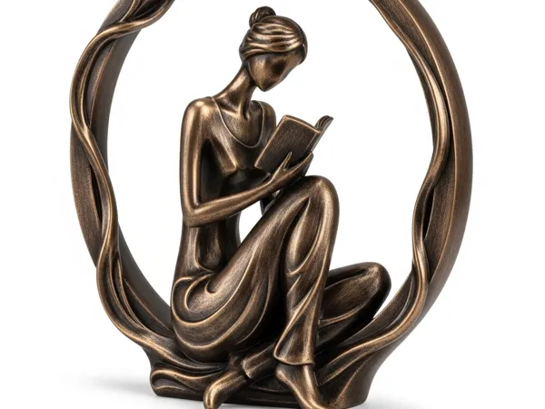 Statuette femme lisant un livre