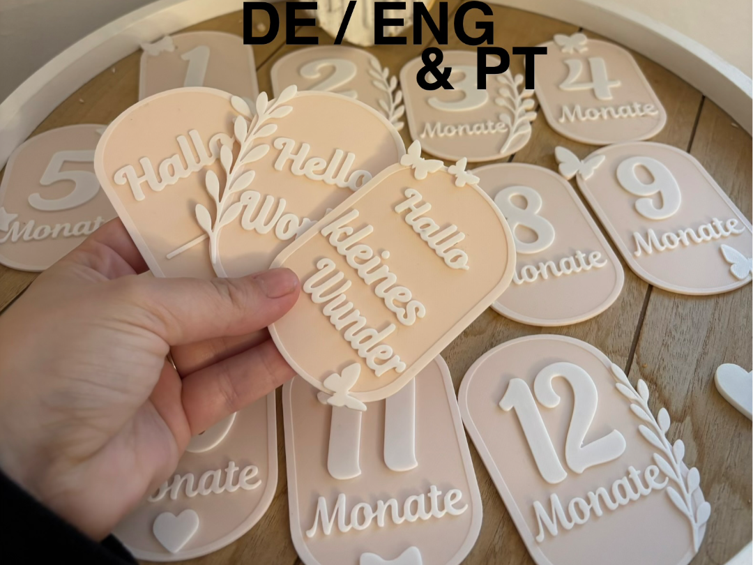 Baby Milestone Cards –Monthly Photo Props De & Eng