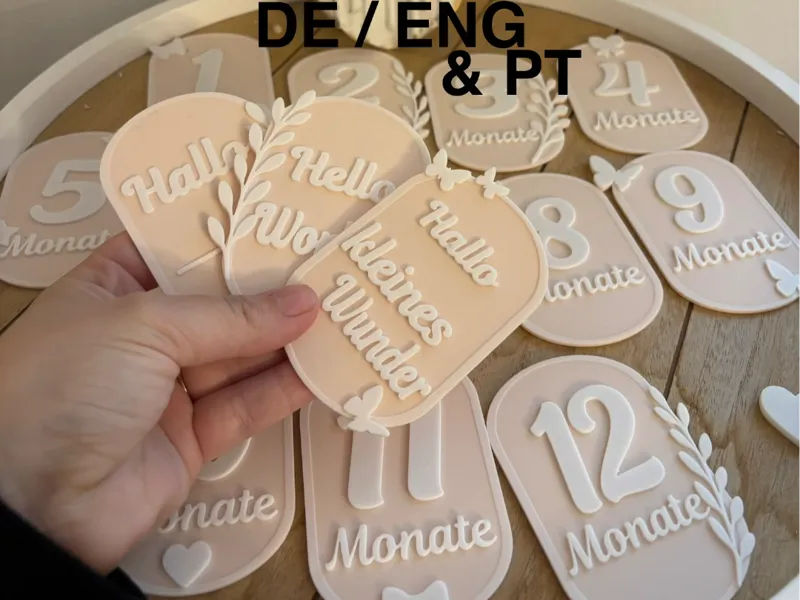 Baby Milestone Cards –Monthly Photo Props De & Eng