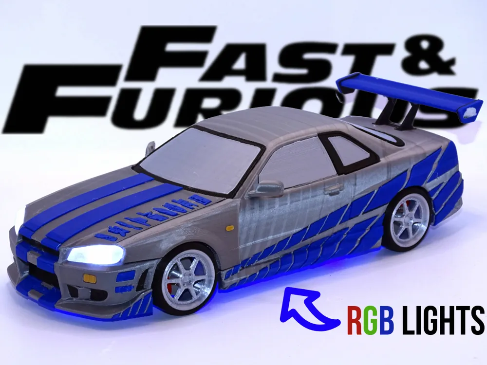 日産スカイラインGT-R R34 (F&F) + RGBネオン&ライト 作成者： Mr.Rod