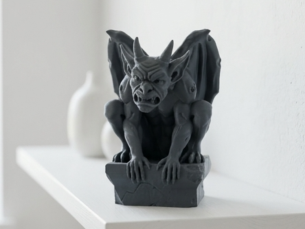 Classic Gothic Gargoyle Perched on Stone