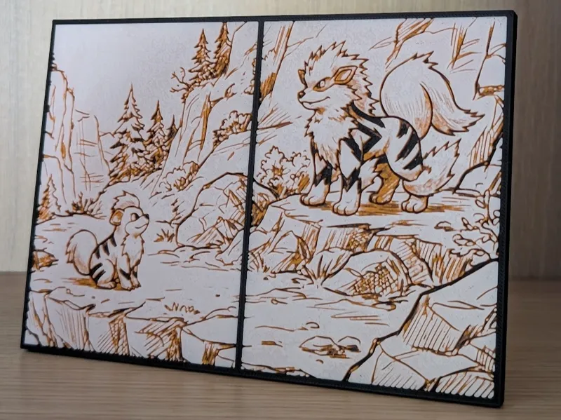 Growlithe & Arcanine Pokemon Hueforge & Frame