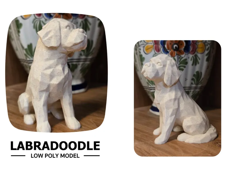 Labradoodle - Modern Low Poly model - Easy print
