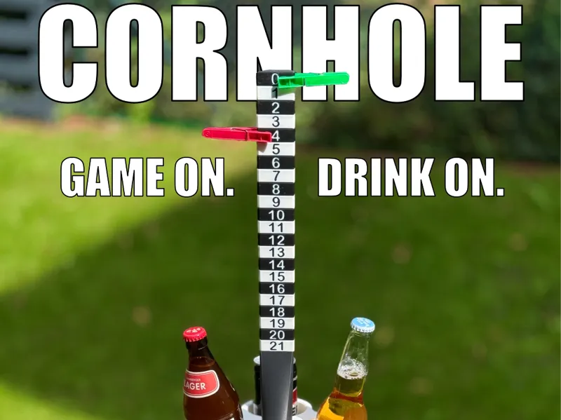 Drink Holder & Cornhole Scoreboard - Garden Party 