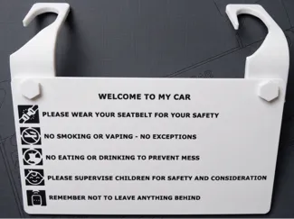 Taxi rules board / No food No drinks board