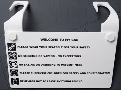 Taxi rules board / No food No drinks board