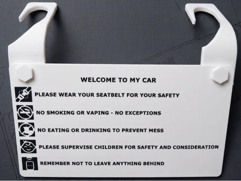 Taxi rules board / No food No drinks board