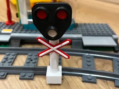 Brick train rail crossing lights