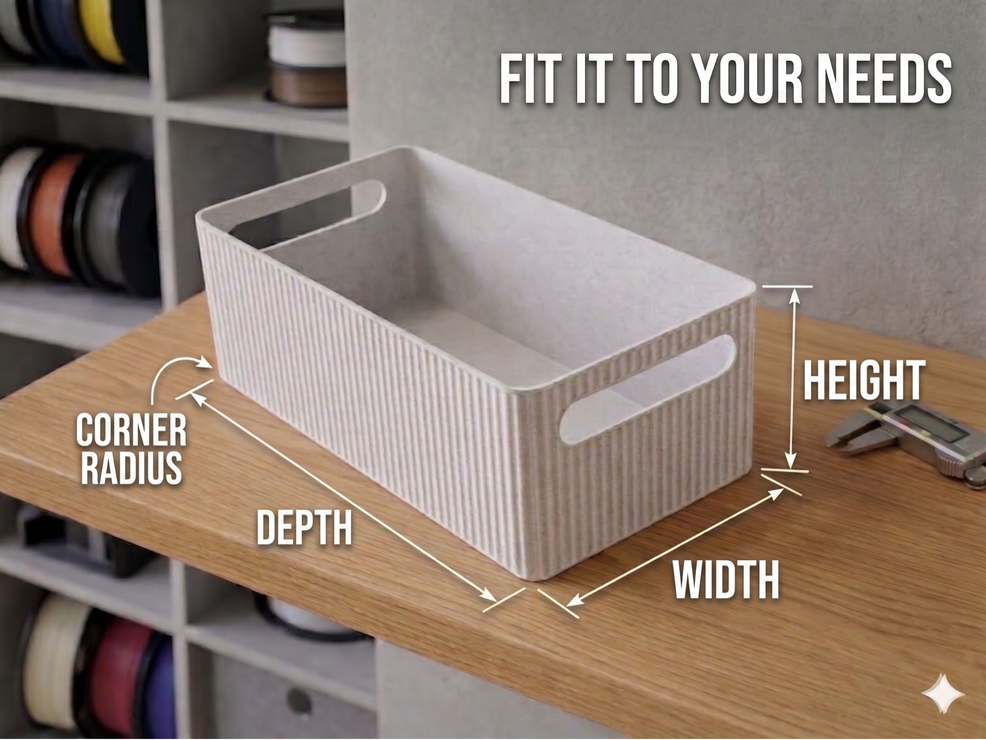 Fully Parametric Ribbed Storage Box