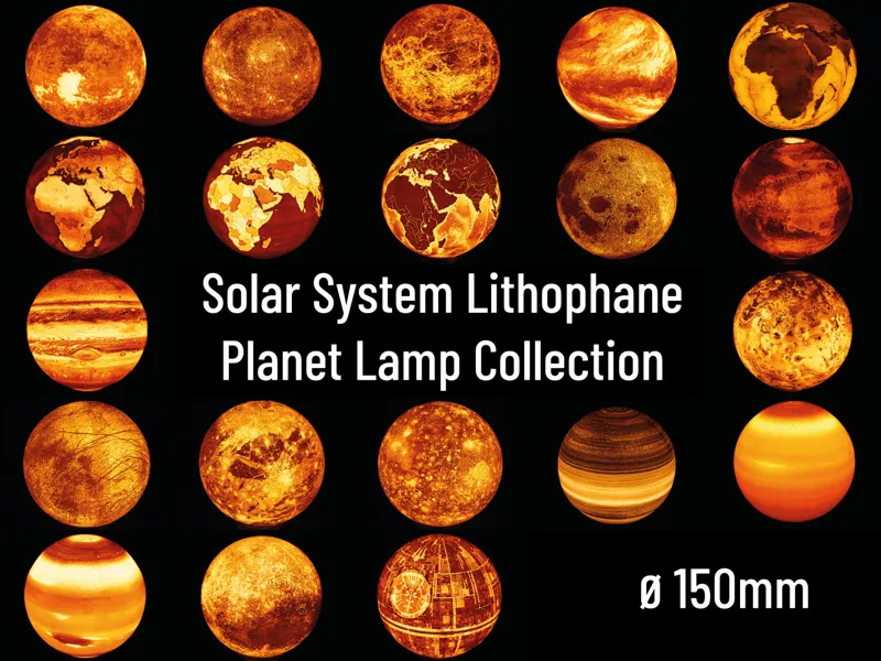 Solar System Lithophane Planet Lamps - ⌀150mm