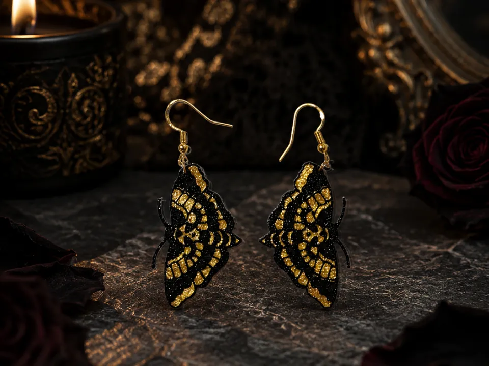 Pendientes: Butterfly skull earrings. Referencia del modelo original.