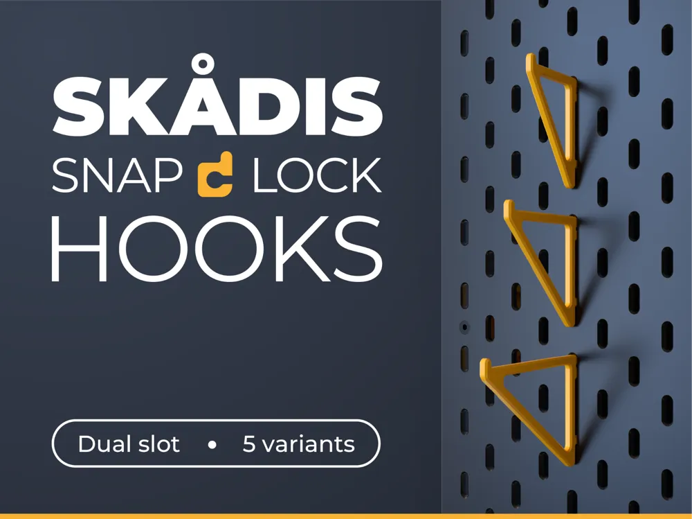 Soporte: IKEA Skadis Sturdy Hooks - Snap Fit!. Referencia del modelo original.