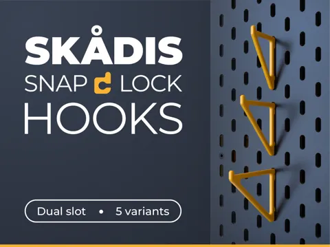 Soporte: IKEA Skadis Sturdy Hooks - Snap Fit! — referencia de MakerWorld