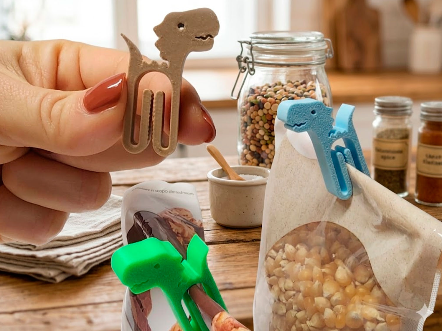 Mini Clip Dinosaur - Close bags packages envelopes