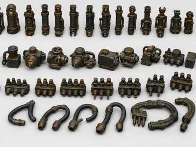 Hydraulics greeble pack for industrial necromunda