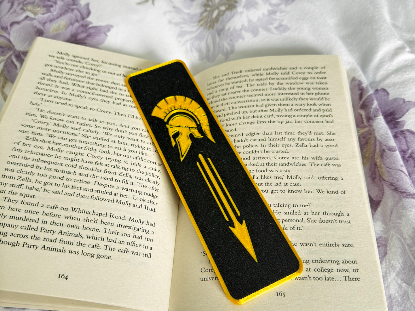 Spartan Helmet Bookmark Gold  Black Warrior Design
