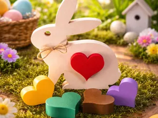 OsterHase mit Herzen zum Weckseln