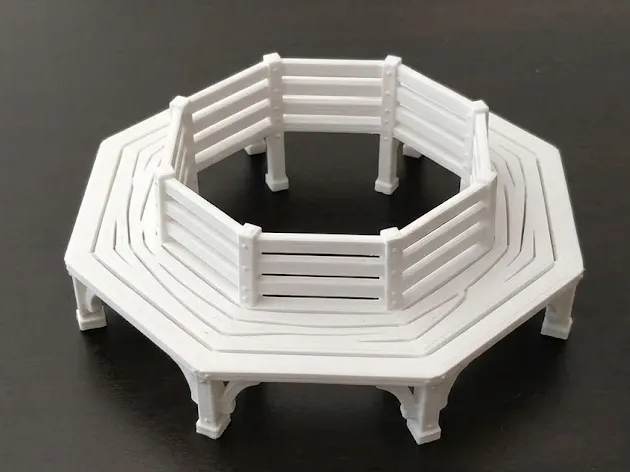 Letrero o emblema decorativo: Hexagonal Garden Bench - Tree Bench Style. Referencia del modelo original.