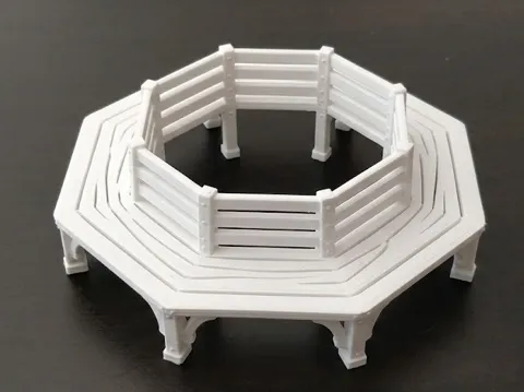 Letrero o emblema decorativo: Hexagonal Garden Bench - Tree Bench Style — referencia de MakerWorld