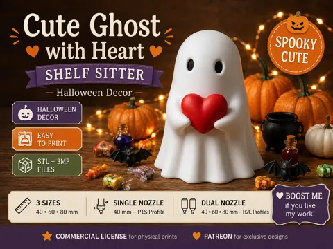 Estante o repisa: Cute Ghost Heart Shelf Sitter — referencia de MakerWorld