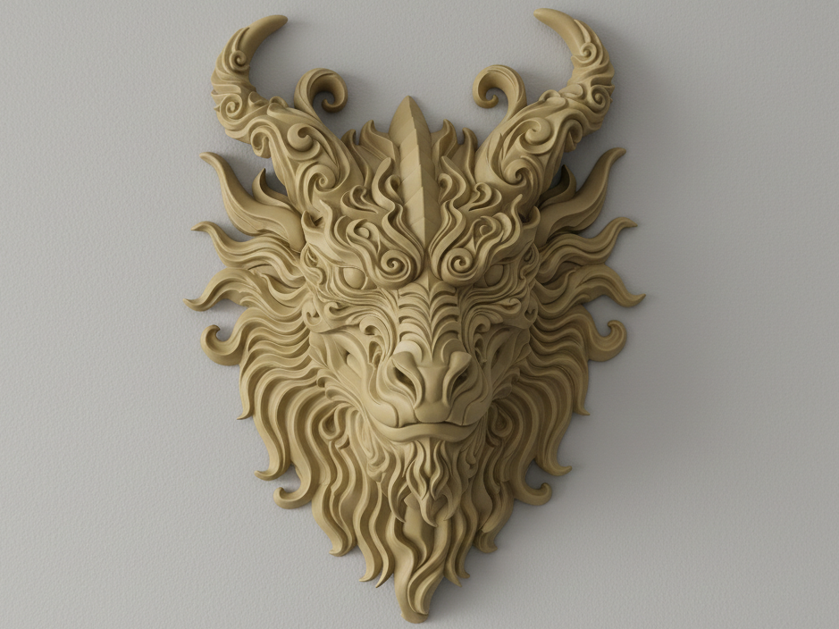 Dragón -  Arte de Pared - Mono y multicolor