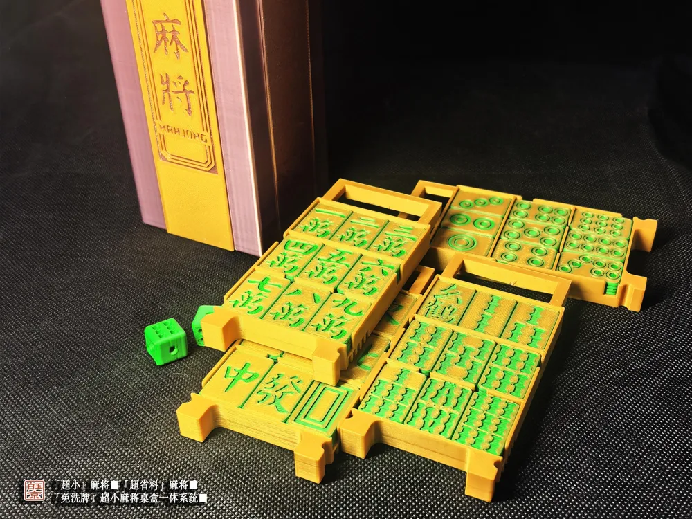 Jeu De Mahjong Portable En Cartes - 146 Pièces (144 Cartes + 2 Dés) - Épais, étanche, Caractères Gros Et Lisibles