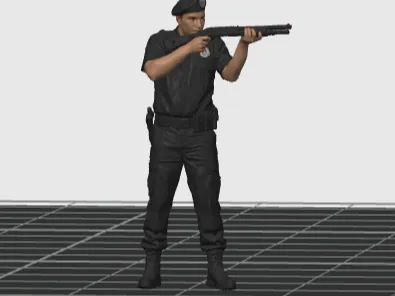 1-64 POLICIAL DE BOINA COM ARMA LONGA 02 (RESINA)