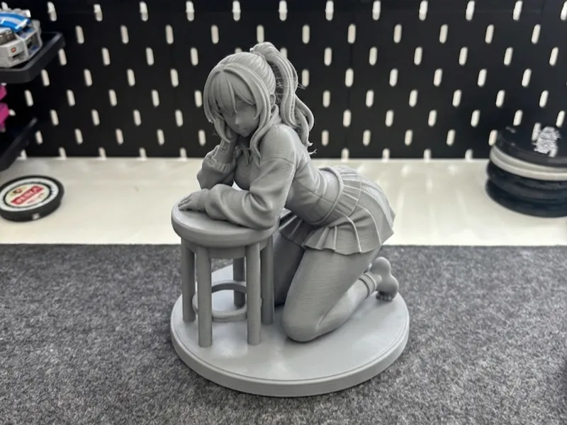 Anime Girl on Stool | Premium Desk Figure