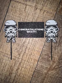 Star Wars Storm Trooper Cake Topper + Text (5.35 x 3.77 in) 