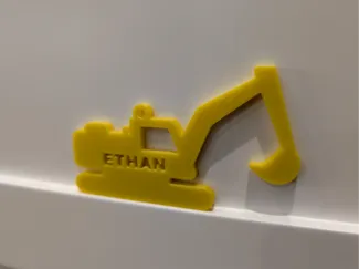 Excavator name tag keychain with customizable name