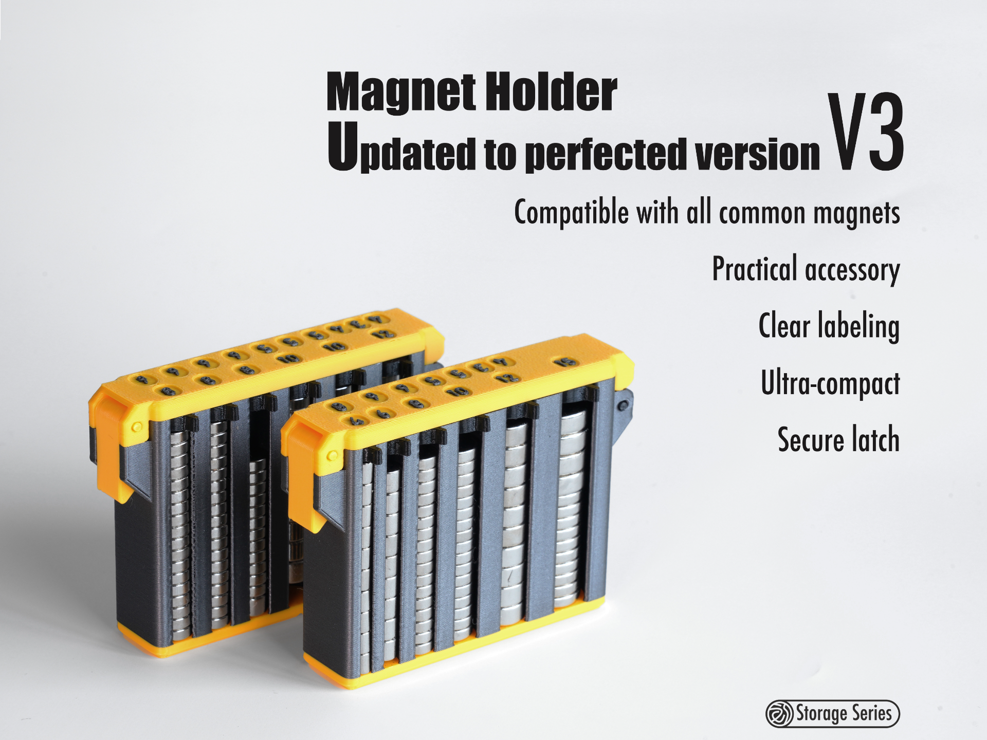 磁铁收纳盒（牢固锁扣、兼容所有常用磁铁、清晰标签、紧凑）Magnetic Container-Box