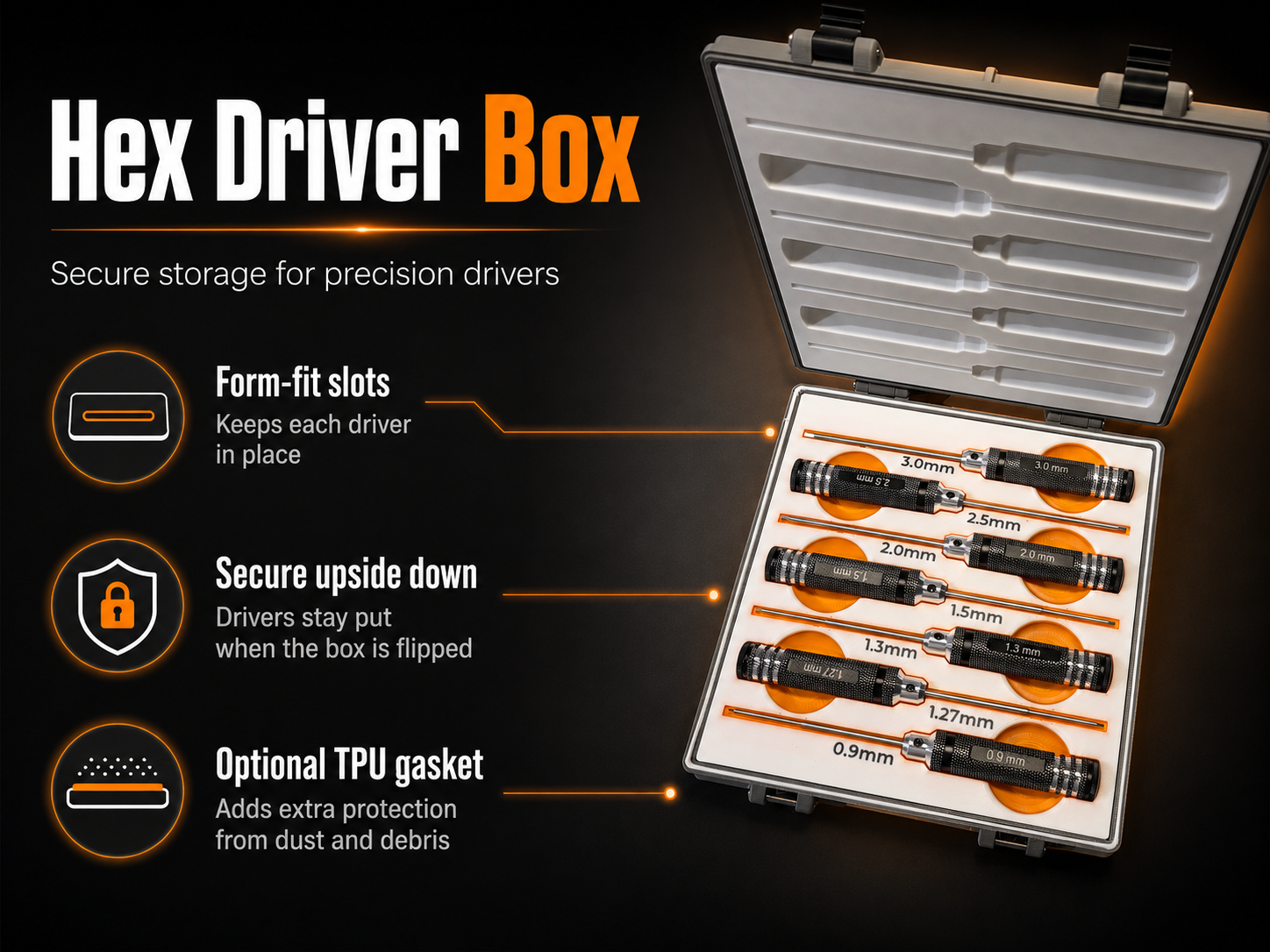 Box for hobby hex screwdriver set 