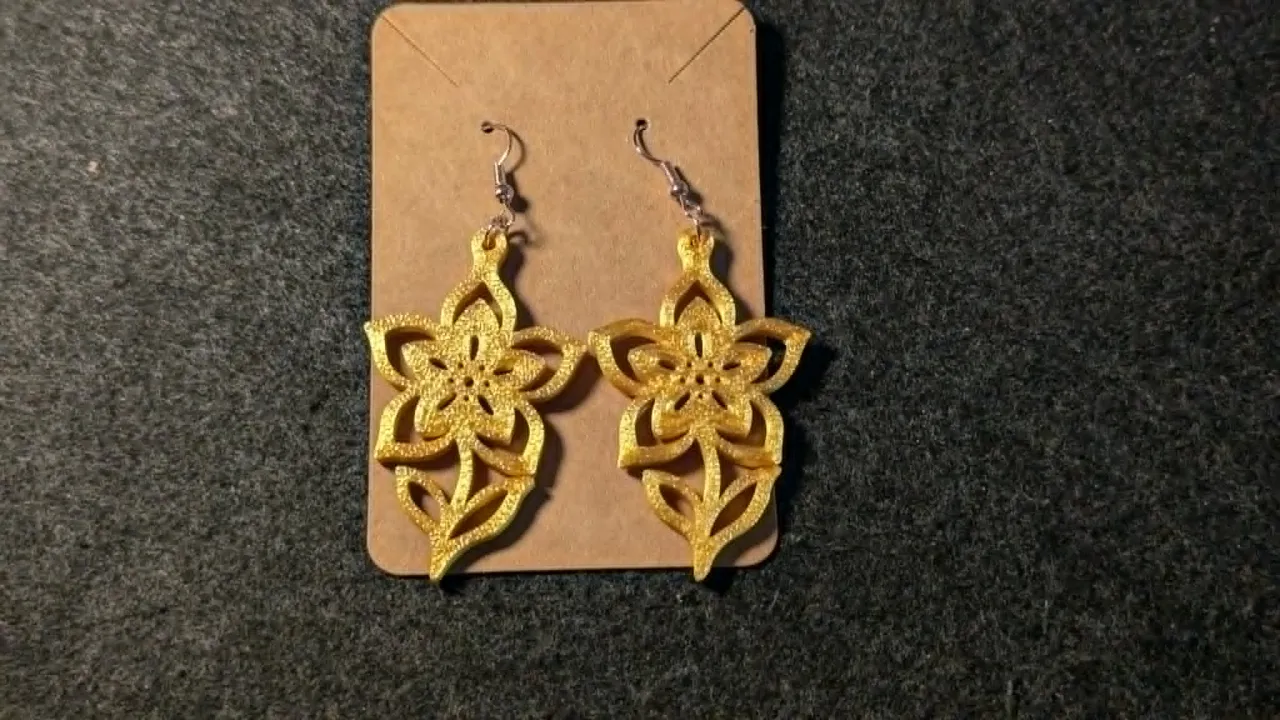 Golden Flower Earrings view 3