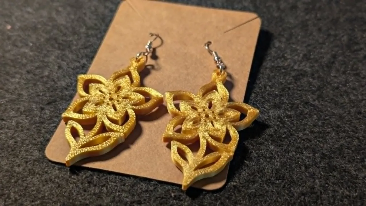 Golden Flower Earrings view 2