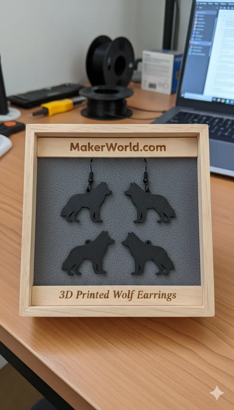 Wolf Earrings view 2