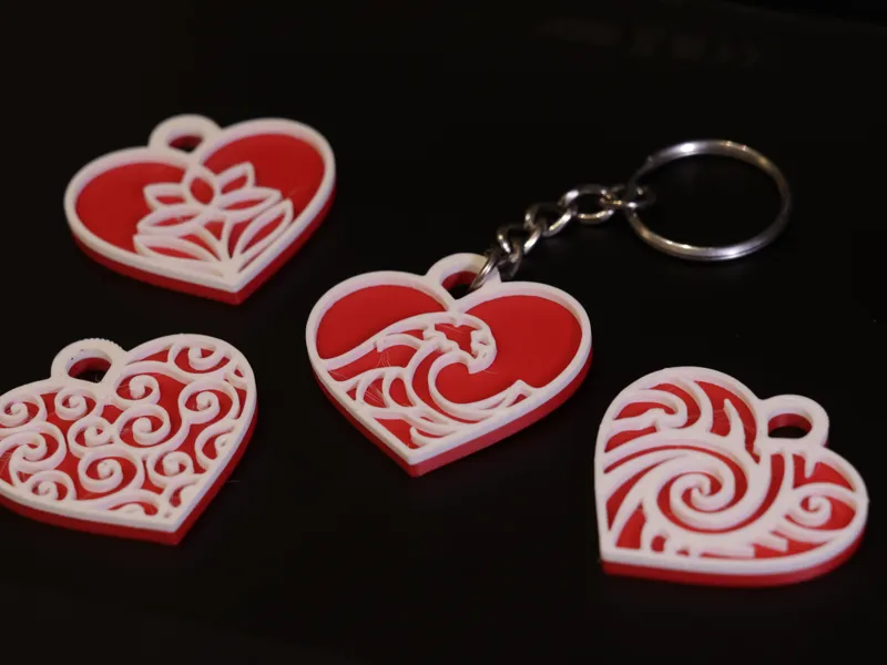 Elegant Heart Keychain Set – Four Unique Designs