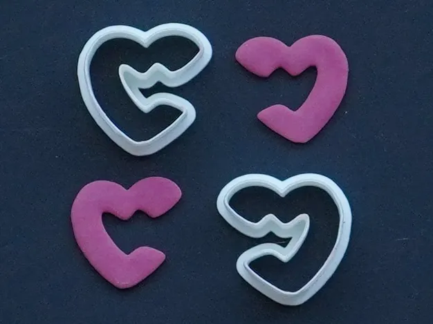 Heart Piece Polymer Clay Cutter Earrings Necklace
