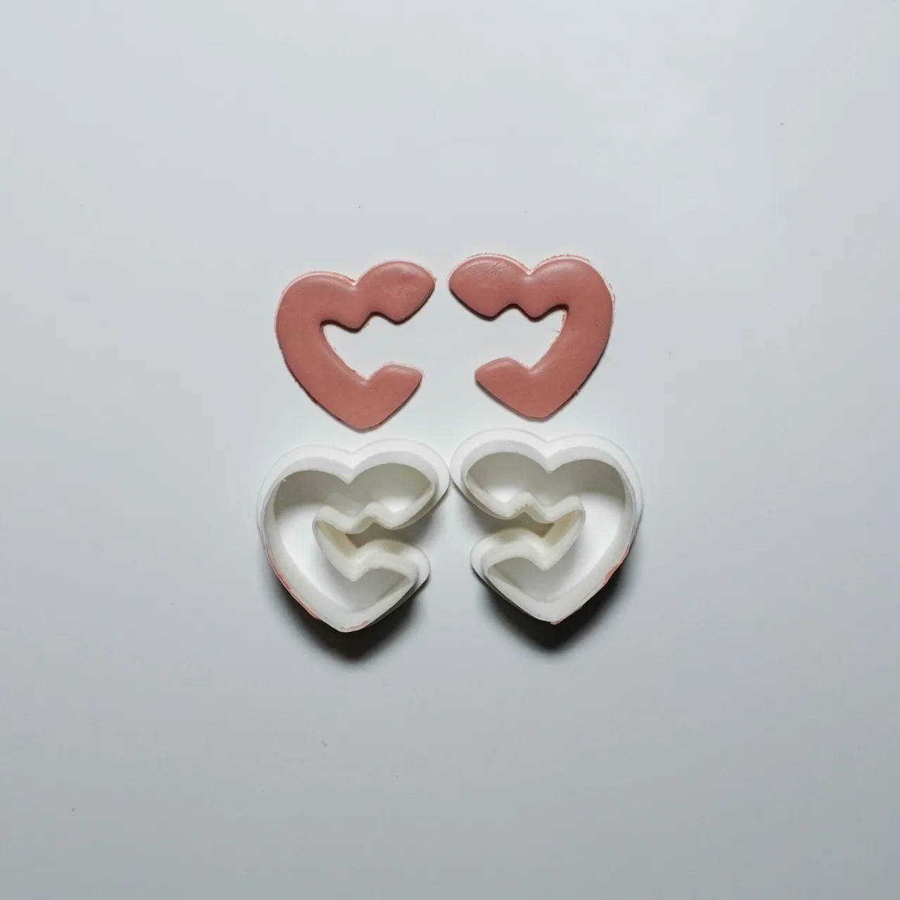 Heart Piece Polymer Clay Cutter Earrings Necklace view 2