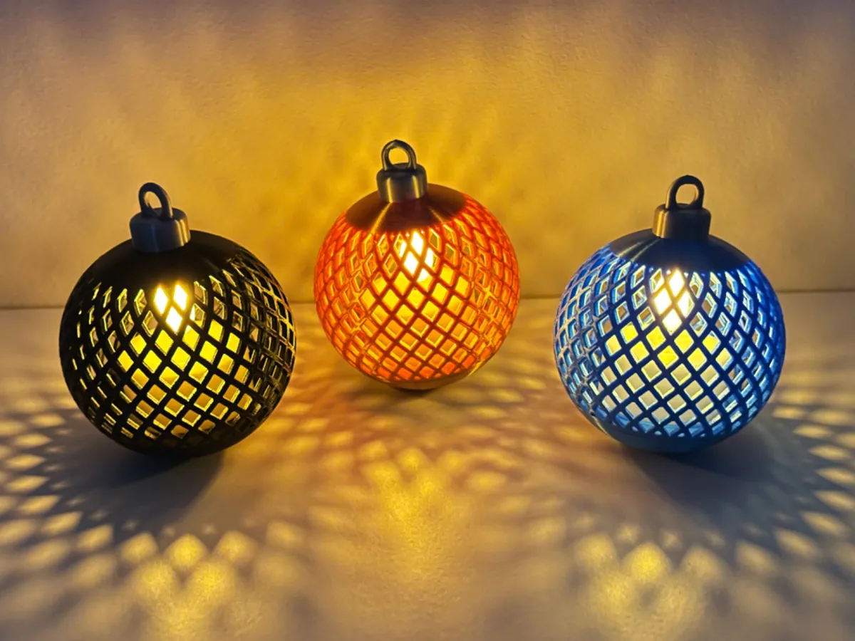 Meshed Christmas Ornaments - Tea Light Compatible by Maxx Design MakerWorld: Download Free 3D Models - 3D model önizlemesi