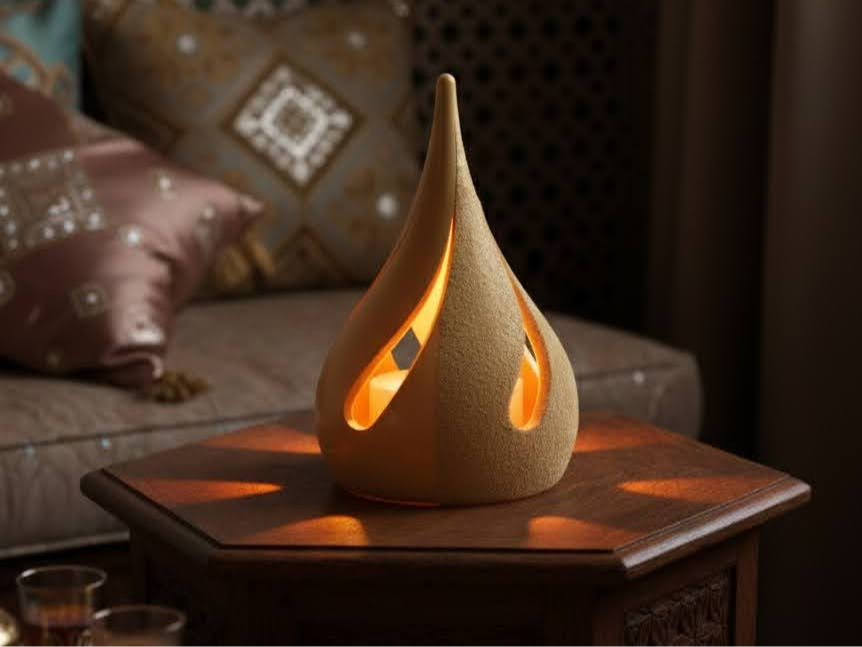 Helical Lamp: Arabic Elegance for Your Desk
