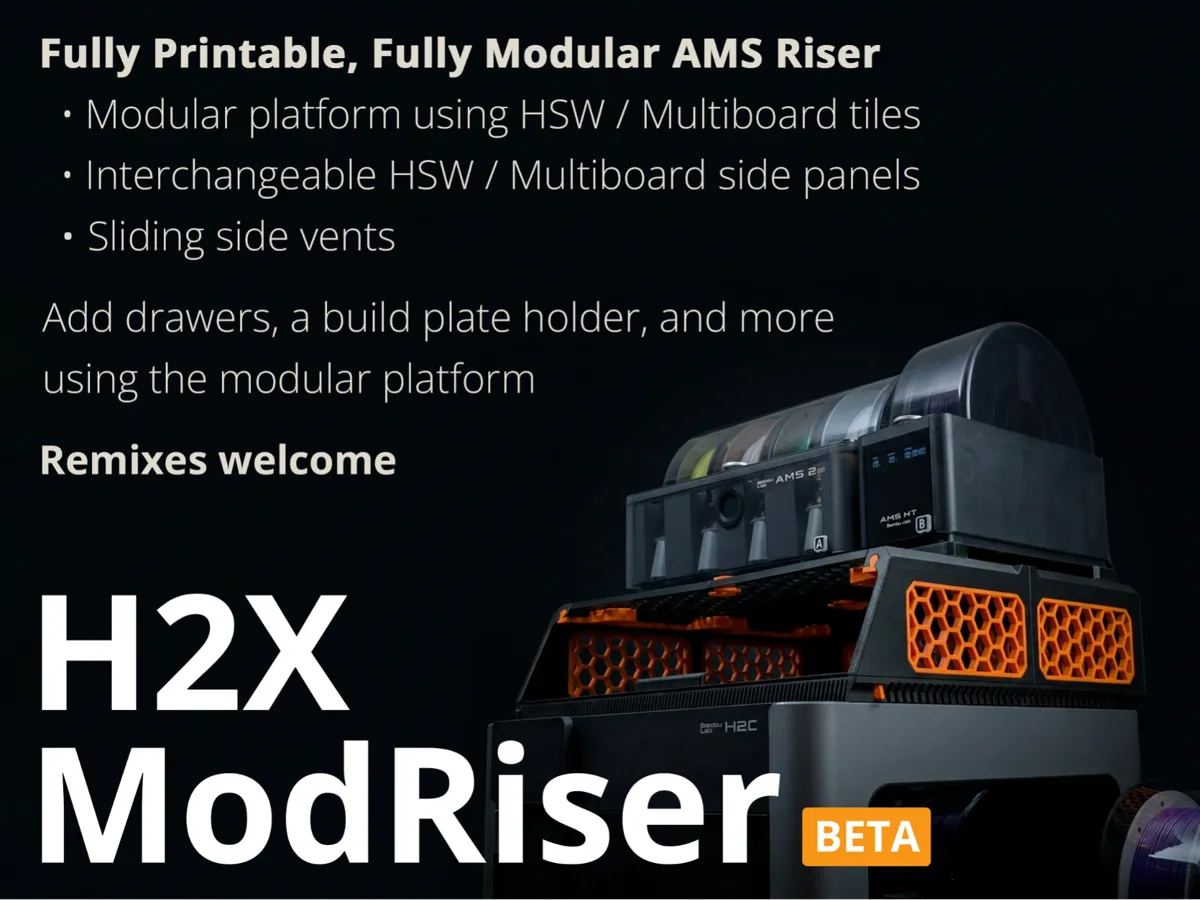 H2X ModRiser - Fully Printable Modular AMS Riser - Free 3D Print Model ...