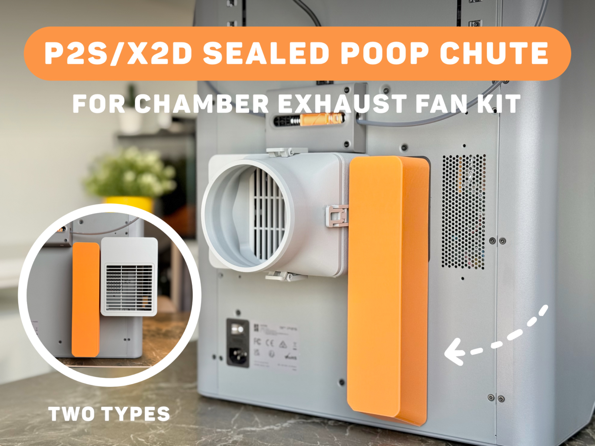popo.ページ P2S/X2D Sealed Poop Chute for Chamber Exhaust Kit - Free 3D Print