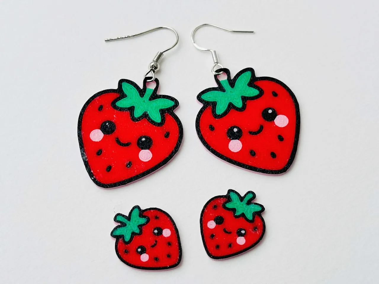 Kawaii Strawberry Earrings view 3