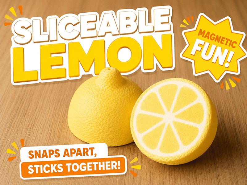 Sliceable magnetic lemon toy