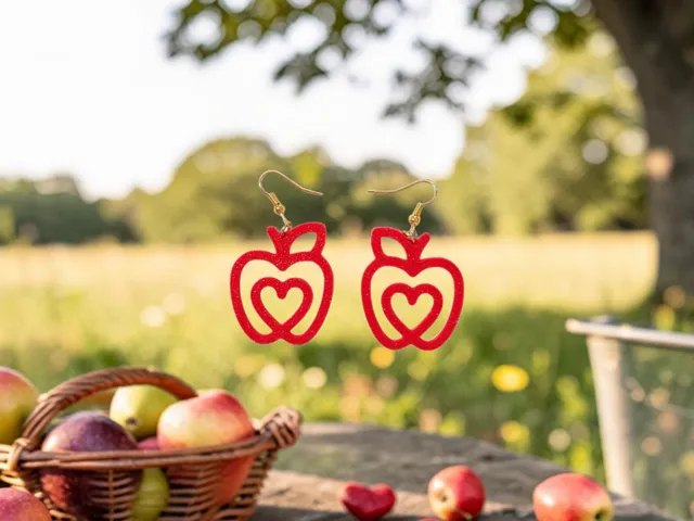 Minimal heart apple earrings