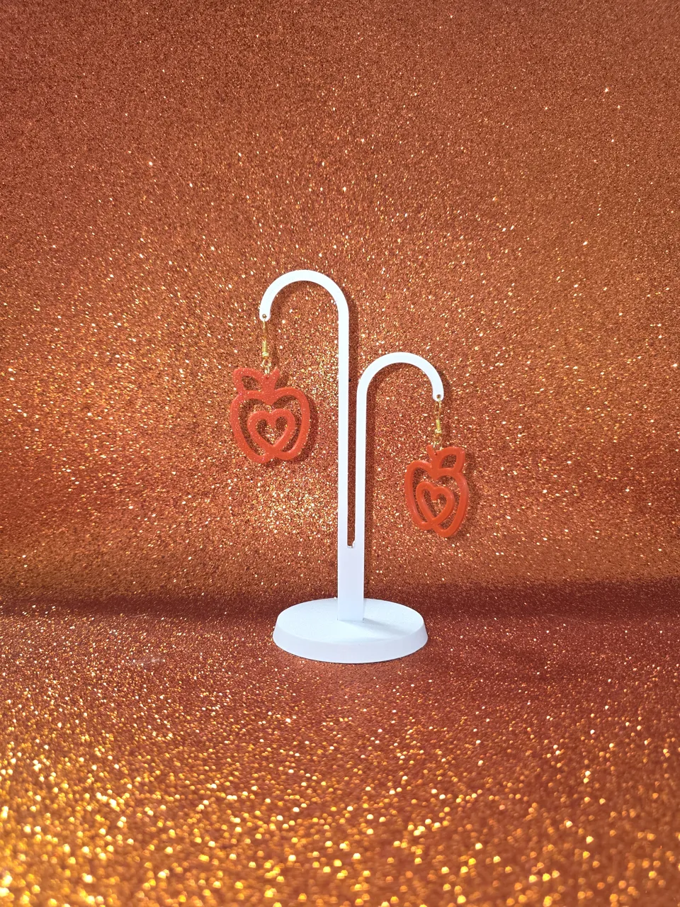 Minimal heart apple earrings view 3