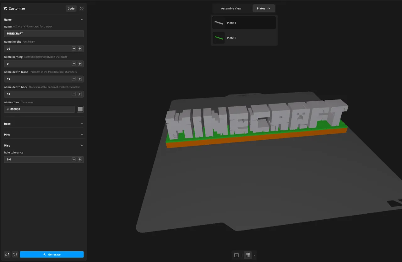 Custom Minecraft Name Plate view 4