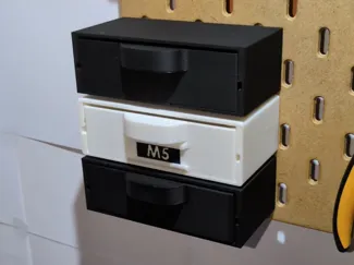 Skadis tilt drawer for bolts