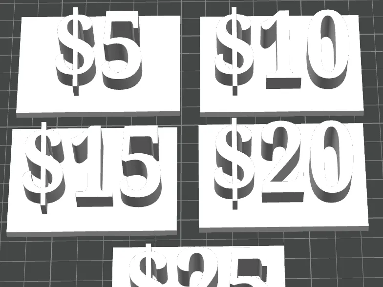 Étiquettes de prix de table