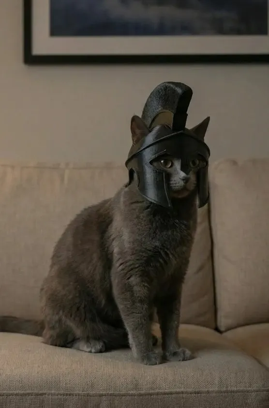 Spartan Warrior Cat Helmet view 3